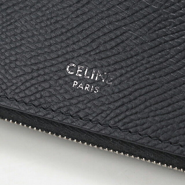 中古 セリーヌ 二つ折り財布 二折財布 メンズ ブランド CELINE ジップドバイフォールド 10J613BEN.38SI ブラック USDCE114583011