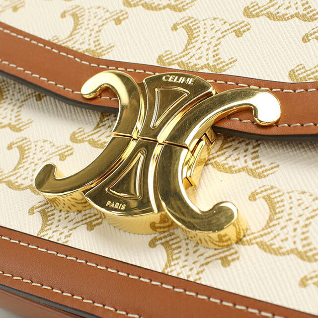 中古 セリーヌ 斜め掛け ショルダーバッグ レディース ブランド CELINE トリオンフキャンバス ティーン トリオンフバッグ 188882BZ4 ホワイト USDCE114625011