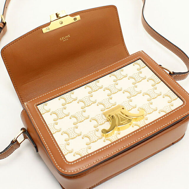 中古 セリーヌ 斜め掛け ショルダーバッグ レディース ブランド CELINE トリオンフキャンバス ティーン トリオンフバッグ 188882BZ4 ホワイト USDCE114625011