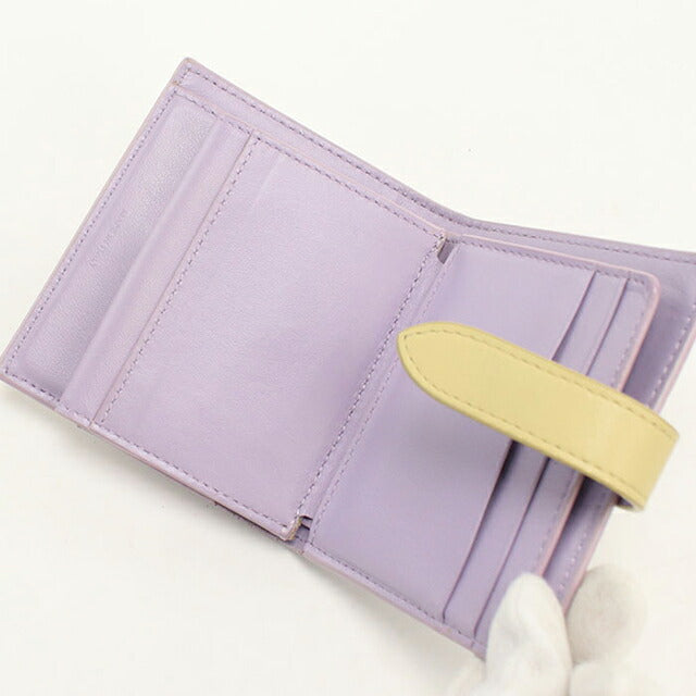中古 セリーヌ 二つ折り財布 二折財布 コンパクト レディース ブランド CELINE スモールストラップウォレット 10H26 3BRU パープル USDCE114800011
