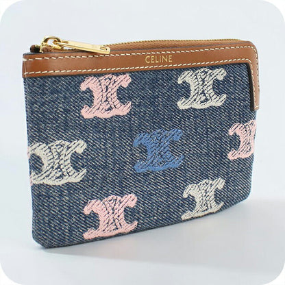 Used Celine Coin Purse Unisex Brand CELINE Triomphe Coin Purse 10C662GR9.14ML Blue USDCE114876011