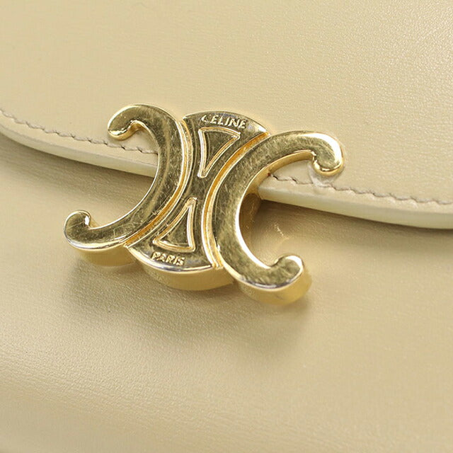 中古 セリーヌ 三つ折り財布 三折財布 レディース ブランド CELINE トリオンフ スモール フラップウォレット 10D783DPV ベージュ USDCE115119011