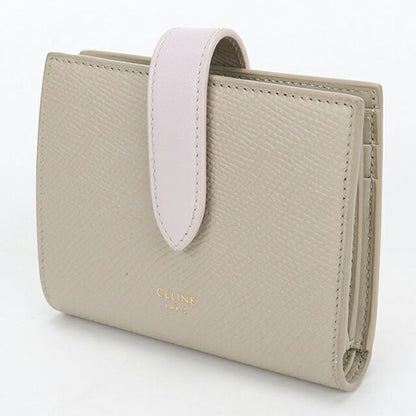 中古 セリーヌ 二つ折り財布 二折財布 レディース ブランド CELINE スモール ストラップウォレット ベージュ USDCE115135011