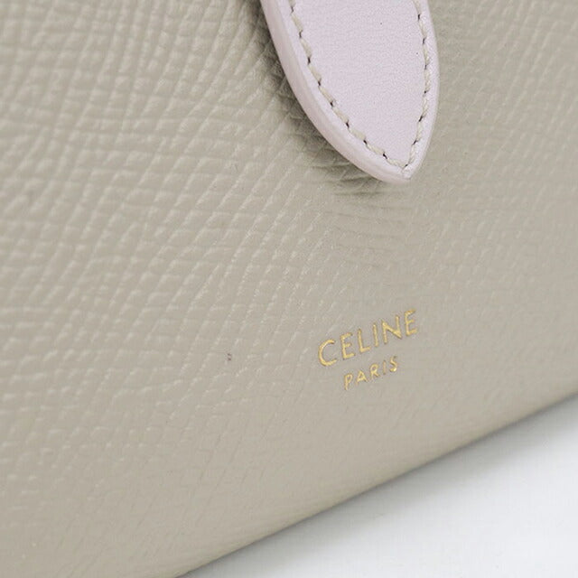 中古 セリーヌ 二つ折り財布 二折財布 レディース ブランド CELINE スモール ストラップウォレット ベージュ USDCE115135011