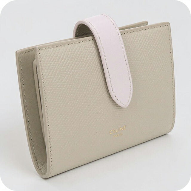 中古 セリーヌ 二つ折り財布 二折財布 レディース ブランド CELINE スモール ストラップウォレット ベージュ USDCE115135011