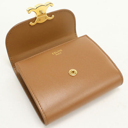 中古 セリーヌ 三つ折り財布 三折財布 レディース ブランド CELINE トリオンフ スモール フラップウォレット 10D783DPV ブラウン USDCE115223011