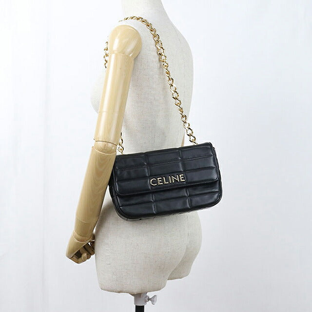 中古 セリーヌ ショルダーバッグ レディース ブランド CELINE マトラッセ モノクローム チェーン 111273EPZ.38NO ブラック USDCE115907011