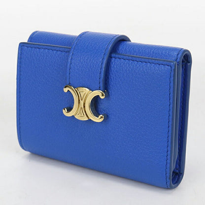 中古 セリーヌ 三つ折り財布 三折財布 コンパクト レディース ブランド CELINE ファイン ストラップウォレット ニノ 10M963GHH ブルー USDCE115981011