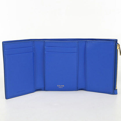 中古 セリーヌ 三つ折り財布 三折財布 コンパクト レディース ブランド CELINE ファイン ストラップウォレット ニノ 10M963GHH ブルー USDCE115981011