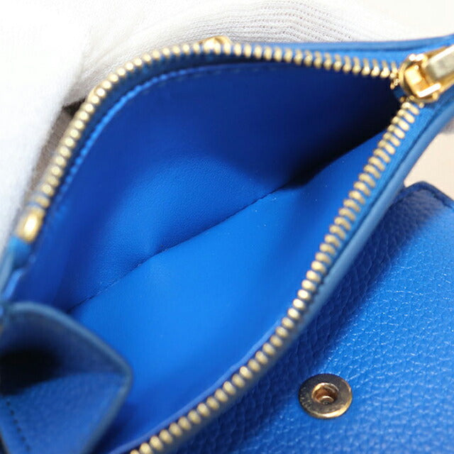 中古 セリーヌ 三つ折り財布 三折財布 コンパクト レディース ブランド CELINE ファイン ストラップウォレット ニノ 10M963GHH ブルー USDCE115981011