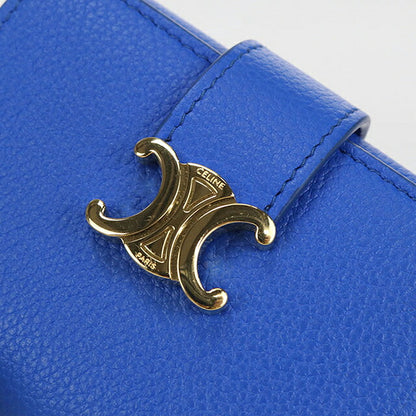 中古 セリーヌ 三つ折り財布 三折財布 コンパクト レディース ブランド CELINE ファイン ストラップウォレット ニノ 10M963GHH ブルー USDCE115981011