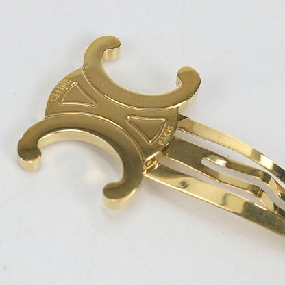 中古 セリーヌ バレッタ レディース ブランド CELINE トリオンフ ヘアクリップ ゴールド ヘアアクセサリー USDCE115991011