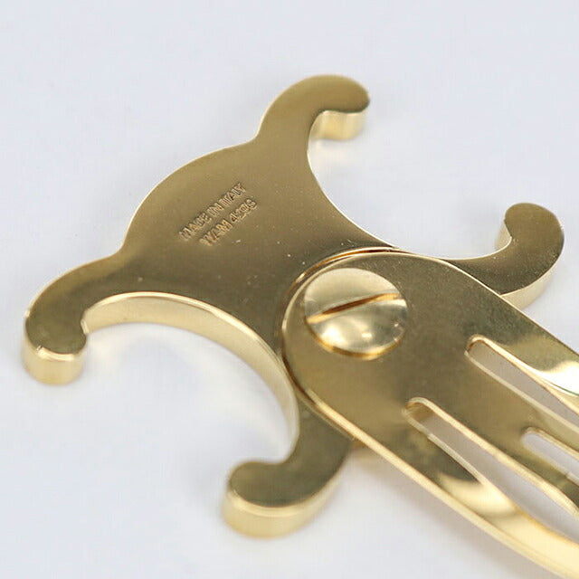 中古 セリーヌ バレッタ レディース ブランド CELINE トリオンフ ヘアクリップ ゴールド ヘアアクセサリー USDCE115991011