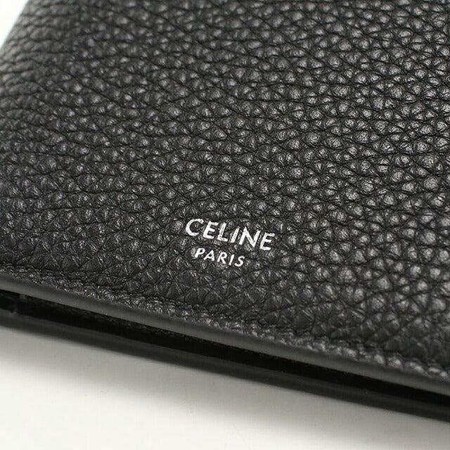 中古 セリーヌ 二つ折り財布 二折財布 コンパクト メンズ ブランド CELINE  バイフィールドウォレット 10C873GTZ.38SI ブラック USDCE116136011
