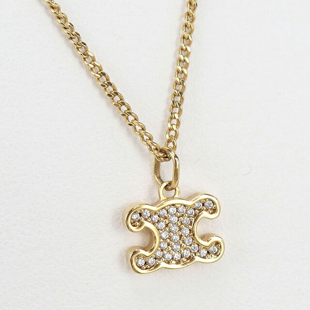 中古 セリーヌ ネックレス レディース ブランド CELINE トリオンフ ラインストーン 460GB6BZI.35OR ゴールド アクセサリー USDCE116479011