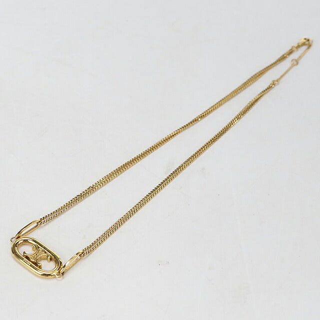 中古 セリーヌ ネックレス レディース ブランド CELINE トリオンフ 46S896BRA.35OR ゴールド アクセサリー USDCE116480011