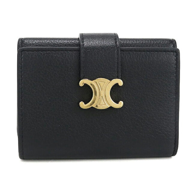 中古 セリーヌ 三つ折り財布 三折財布 コンパクト レディース ブランド CELINE  ファイン 10M963GHH.38NO ブラック USDCE116577011