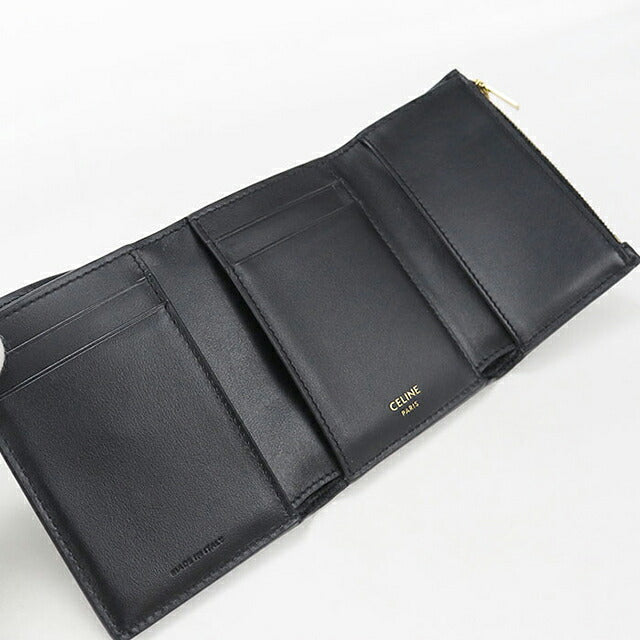 中古 セリーヌ 三つ折り財布 三折財布 コンパクト レディース ブランド CELINE  ファイン 10M963GHH.38NO ブラック USDCE116577011