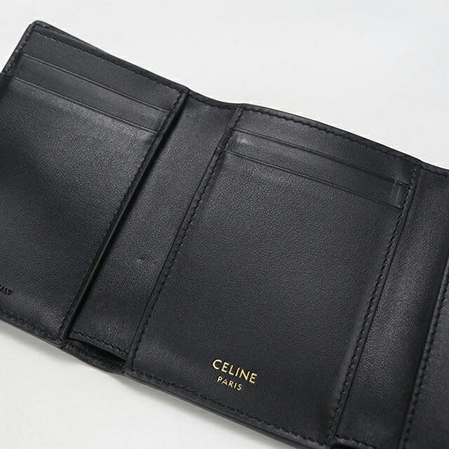 中古 セリーヌ 三つ折り財布 三折財布 コンパクト レディース ブランド CELINE  ファイン 10M963GHH.38NO ブラック USDCE116577011