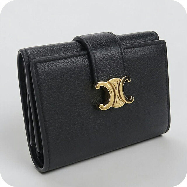 中古 セリーヌ 三つ折り財布 三折財布 コンパクト レディース ブランド CELINE  ファイン 10M963GHH.38NO ブラック USDCE116577011