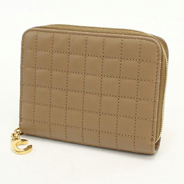 中古 セリーヌ 小銭入れ レディース ブランド CELINE Cチャーム コンパクトジップウォレット 10B663BFL ブラウン USDCE116612011