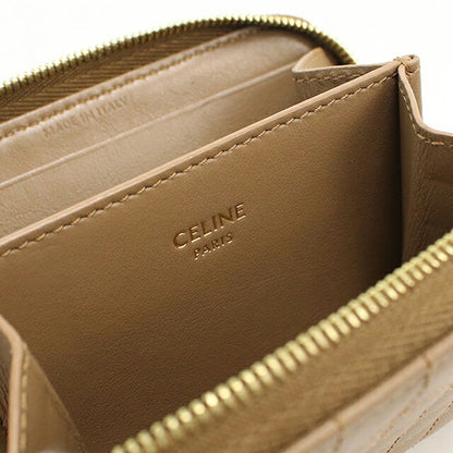 中古 セリーヌ 小銭入れ レディース ブランド CELINE Cチャーム コンパクトジップウォレット 10B663BFL ブラウン USDCE116612011