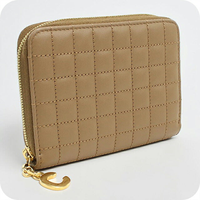 中古 セリーヌ 小銭入れ レディース ブランド CELINE Cチャーム コンパクトジップウォレット 10B663BFL ブラウン USDCE116612011