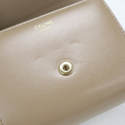 中古 セリーヌ 三つ折り財布 三折財布 コンパクト レディース ブランド CELINE トリオンフ スモール フラップウォレット  10D783DPV ベージュ USDCE116839011