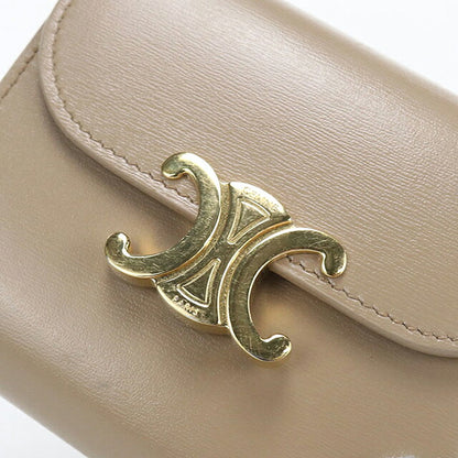 中古 セリーヌ 三つ折り財布 三折財布 コンパクト レディース ブランド CELINE トリオンフ スモール フラップウォレット  10D783DPV ベージュ USDCE116839011