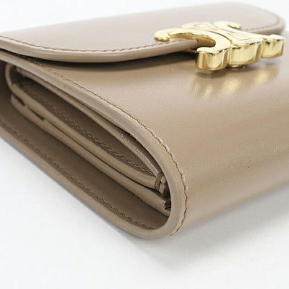 中古 セリーヌ 三つ折り財布 三折財布 コンパクト レディース ブランド CELINE トリオンフ スモール フラップウォレット  10D783DPV ベージュ USDCE116839011