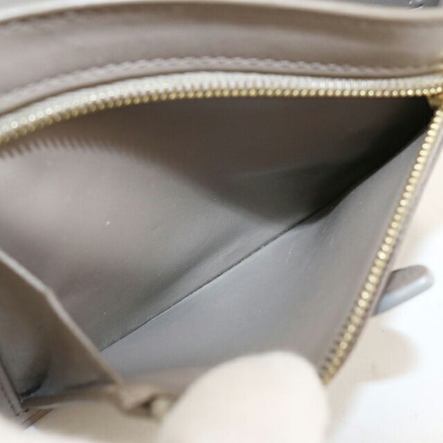 中古 セリーヌ 二つ折り財布 二折財布 コンパクト レディース ブランド CELINE  ミディアム　ストラップウォレット 10B643BRU グレー USDCE117040011