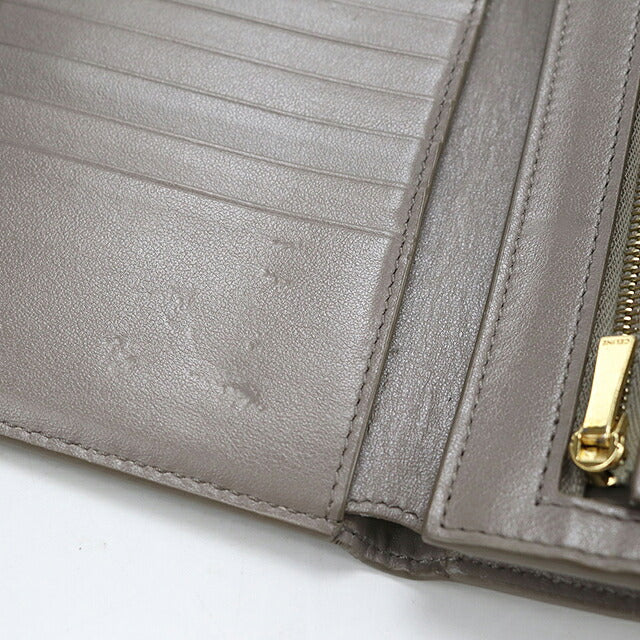 中古 セリーヌ 二つ折り財布 二折財布 コンパクト レディース ブランド CELINE  ミディアム　ストラップウォレット 10B643BRU グレー USDCE117040011