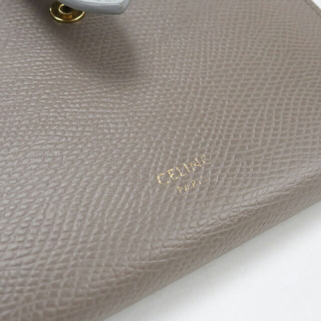 中古 セリーヌ 二つ折り財布 二折財布 コンパクト レディース ブランド CELINE  ミディアム　ストラップウォレット 10B643BRU グレー USDCE117040011