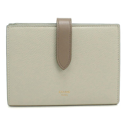 中古 セリーヌ 二つ折り財布 二折財布 コンパクト レディース ブランド CELINE  ミディアムストラップウォレット 10B643BRU グレー USDCE117041011