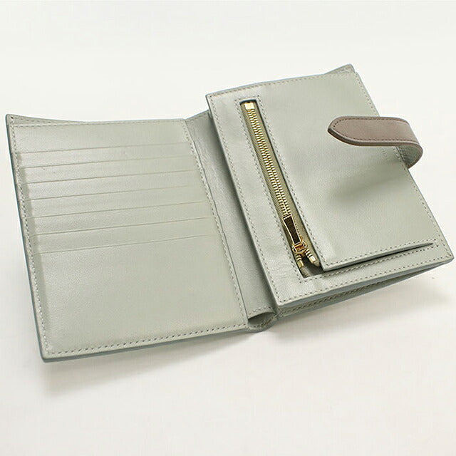 中古 セリーヌ 二つ折り財布 二折財布 コンパクト レディース ブランド CELINE  ミディアムストラップウォレット 10B643BRU グレー USDCE117041011