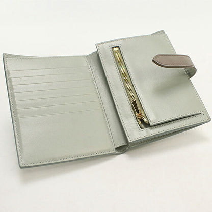 中古 セリーヌ 二つ折り財布 二折財布 コンパクト レディース ブランド CELINE  ミディアムストラップウォレット 10B643BRU グレー USDCE117041011