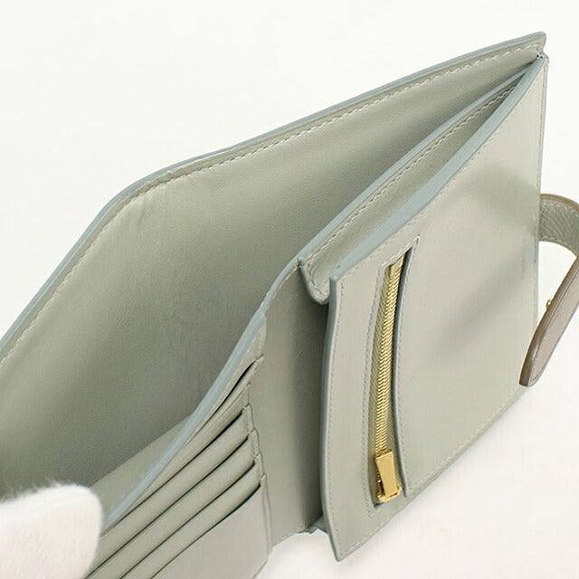 中古 セリーヌ 二つ折り財布 二折財布 コンパクト レディース ブランド CELINE  ミディアムストラップウォレット 10B643BRU グレー USDCE117041011