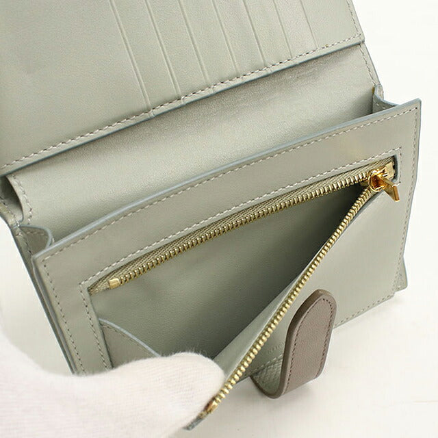 中古 セリーヌ 二つ折り財布 二折財布 コンパクト レディース ブランド CELINE  ミディアムストラップウォレット 10B643BRU グレー USDCE117041011