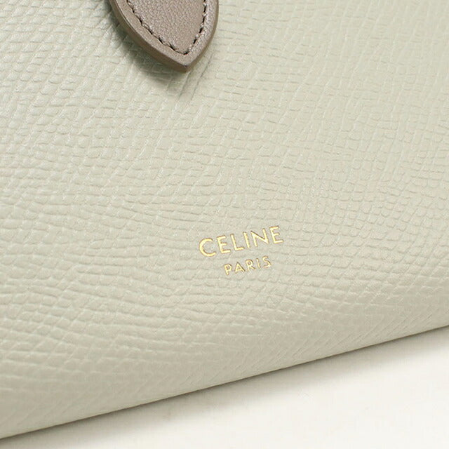 中古 セリーヌ 二つ折り財布 二折財布 コンパクト レディース ブランド CELINE  ミディアムストラップウォレット 10B643BRU グレー USDCE117041011