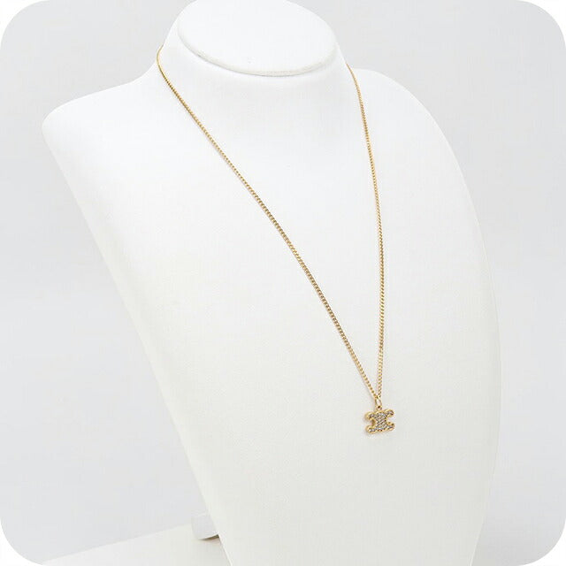 中古 セリーヌ ネックレス レディース ブランド CELINE トリオンフ ラインストーン 460GB6BZI.35OR ゴールド アクセサリー USDCE117404011