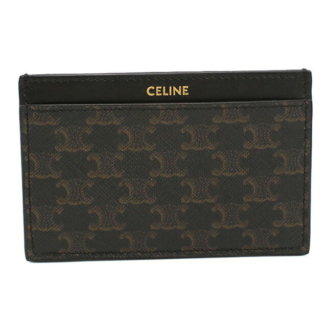 Used Celine Card Case Compact Unisex Brand CELINE Triomphe Canvas Card Holder 10B702 Black USDCE117688011