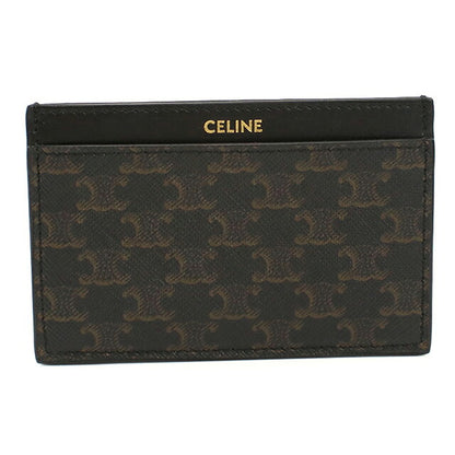 Used Celine Card Case Compact Unisex Brand CELINE Triomphe Canvas Card Holder 10B702 Black USDCE117688011