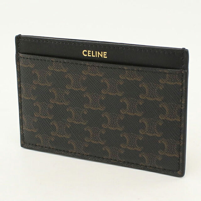 Used Celine Card Case Compact Unisex Brand CELINE Triomphe Canvas Card Holder 10B702 Black USDCE117688011