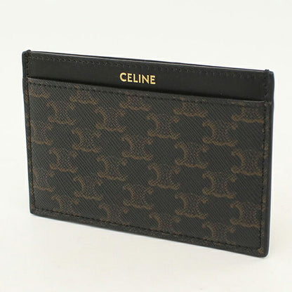 Used Celine Card Case Compact Unisex Brand CELINE Triomphe Canvas Card Holder 10B702 Black USDCE117688011