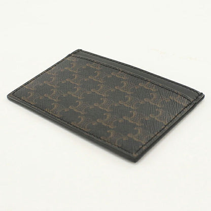 Used Celine Card Case Compact Unisex Brand CELINE Triomphe Canvas Card Holder 10B702 Black USDCE117688011