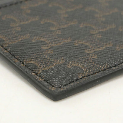 Used Celine Card Case Compact Unisex Brand CELINE Triomphe Canvas Card Holder 10B702 Black USDCE117688011