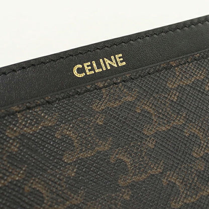 Used Celine Card Case Compact Unisex Brand CELINE Triomphe Canvas Card Holder 10B702 Black USDCE117688011