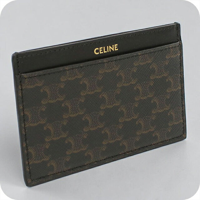Used Celine Card Case Compact Unisex Brand CELINE Triomphe Canvas Card Holder 10B702 Black USDCE117688011
