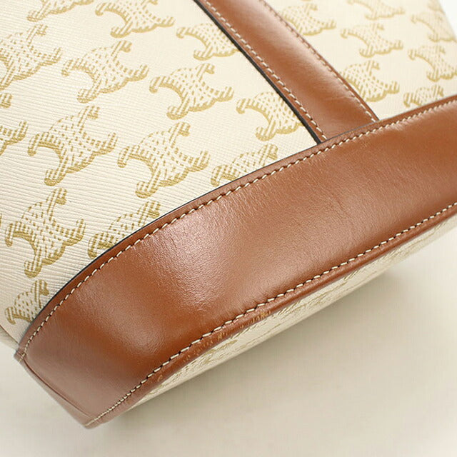 中古 セリーヌ ショルダーバッグ レディース ブランド CELINE トリオンフキャンバス スモール バケット 191442CAS ホワイト USDCE117773011