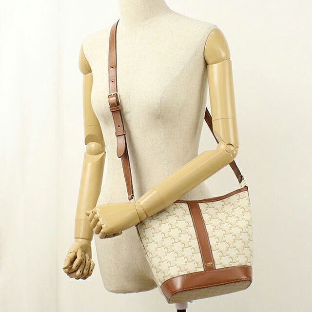中古 セリーヌ ショルダーバッグ レディース ブランド CELINE トリオンフキャンバス スモール バケット 191442CAS ホワイト USDCE117773011